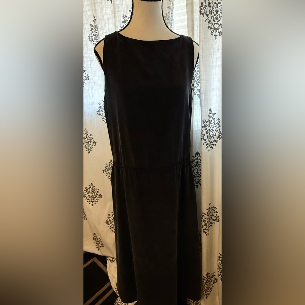 Black Sleeveless Silk Sheath Midi Dress size 8